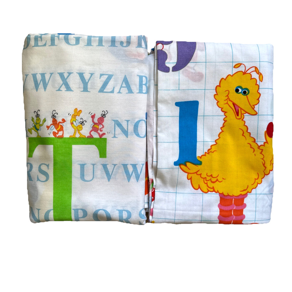 Vintage Sesame Street Alphabet & NWOT Numbers Twin Flat Sheets by STEVENS (2)